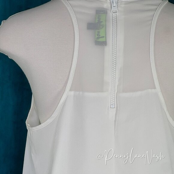 Sam Edelman Sheer Yoke Tank Top Medium M White - Picture 12 of 13